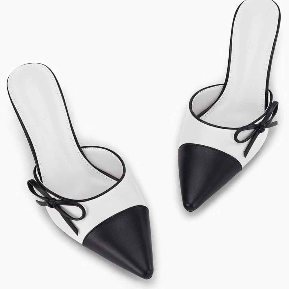 Two Tone Closed Pointed Toe Slip On Backless Wedding Dress Shoes Pumps
